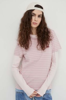 Bavlnené tričko Levi's dámsky, ružová farba