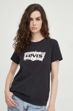 Bavlnené tričko Levi's dámsky, čierna farba