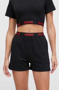 Pyžamové šortky HUGO dámske, čierna farba