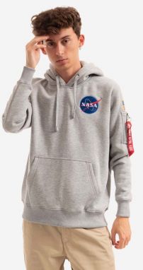 Mikina Alpha Industries Space Shuttle Hoody 178317.17, pánska, šedá farba, s kapucňou, s potlačou