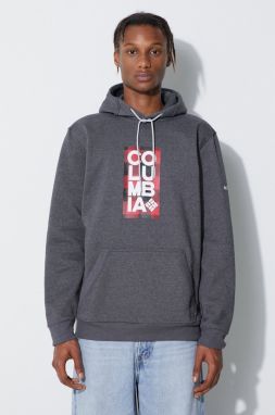 Mikina Columbia HOODIE EM2179-GREY, pánska, šedá farba, s kapucňou, jednofarebná