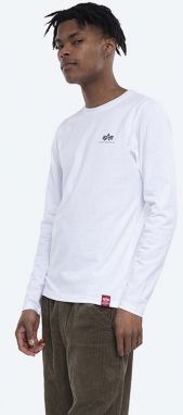 Bavlnené tričko s dlhým rukávom Alpha Industries 116571.09-white, biela farba, s potlačou