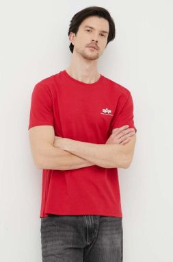 Bavlnené tričko Alpha Industries 188505.328-SpeedRed, červená farba, s potlačou