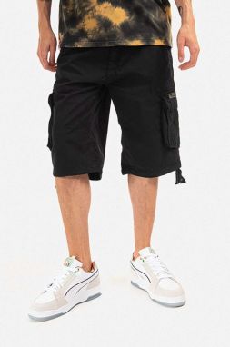 Bavlnené šortky Alpha Industries Jet Short 191200.03-black, čierna farba