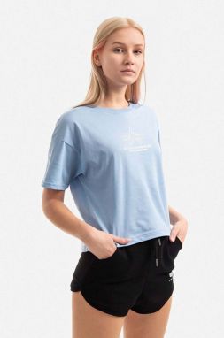 Bavlnené tričko Alpha Industries Basic T COS ML Foil Print Wmn 106062.513-blue,