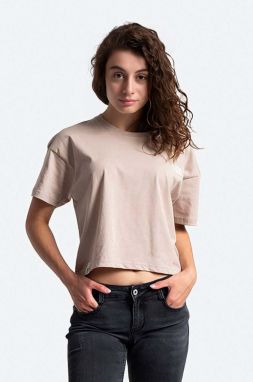 Bavlnené tričko Alpha Industries Organics Cropped OS T 118056.627-brown, hnedá farba