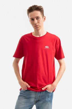 Bavlnené tričko Alpha Industries Backprint 128507.328-red, červená farba, s potlačou