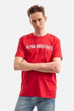 Bavlnené tričko Alpha Industries 116512.451-red, červená farba, s potlačou