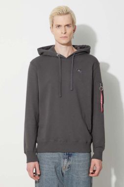 Mikina Alpha Industries X-Fit Hoody 158321.684, pánska, šedá farba, s kapucňou, jednofarebná