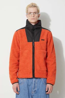 Mikina Helly Hansen EXPLORER PILE JACKET pánska, oranžová farba, jednofarebná, 53987