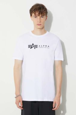 Bavlnené tričko Alpha Industries 2-pak 118534.09, pánske, biela farba, s potlačou
