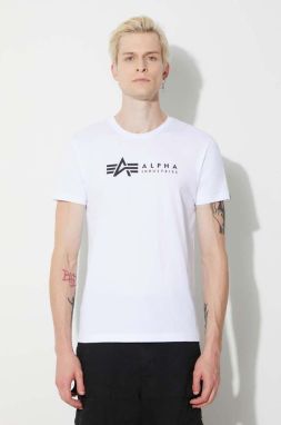 Bavlnené tričko Alpha Industries 2-pak 118534.95, pánske, biela farba, s potlačou