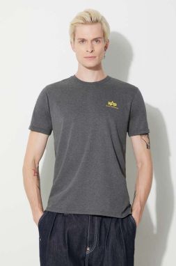 Tričko Alpha Industries Basic T Small Logo 188505.315, pánsky, šedá farba, melanžový