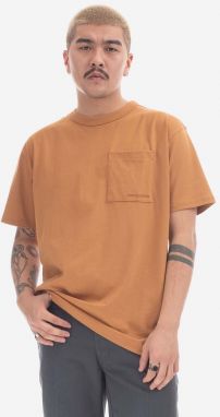 Bavlnené tričko New Balance MT23567TOB-TOB, oranžová farba, jednofarebné