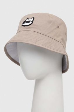 Bavlnený klobúk Karl Lagerfeld béžová farba, bavlnený