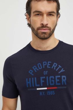 Tričko Tommy Hilfiger pánsky, tmavomodrá farba, s potlačou