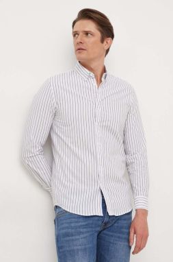 Bavlnená košeľa Pepe Jeans pánska, biela farba, regular, s golierom button-down