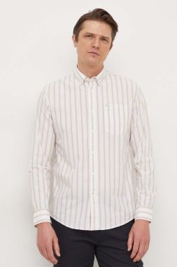 Bavlnená košeľa Pepe Jeans pánska, biela farba, regular, s golierom button-down