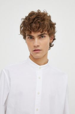 Bavlnená košeľa Marc O'Polo pánska, biela farba, regular, so stojačikom
