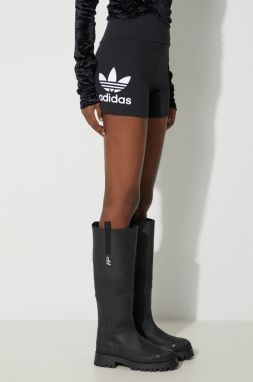 Šortky adidas Originals dámske, čierna farba, s potlačou, vysoký pás