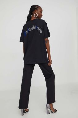 Bavlnené tričko Karl Lagerfeld Jeans dámsky, čierna farba