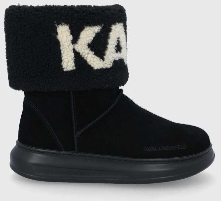 Semišové snehule Karl Lagerfeld KAPRI KOSI čierna farba