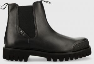 Kožené topánky chelsea Armani Exchange pánske, čierna farba XUM009 XV617 00002