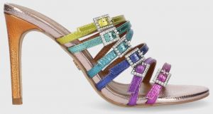 Kožené šľapky Kurt Geiger London Pierra Mule dámske, na vysokom podpätku 8882769109