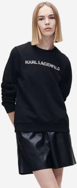 Mikina Karl Lagerfeld Elongated Logo Zebra Sweat 221W1815 999 dámska, čierna farba, s potlačou