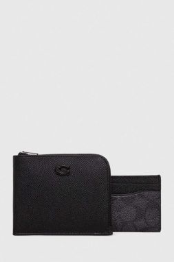 Peňaženka a kožený obal na karty Coach 0 čierna farba