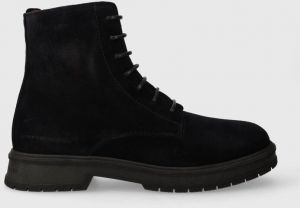 Semišové topánky Tommy Hilfiger CORE SUEDE BOOT pánske, tmavomodrá farba, FM0FM04674