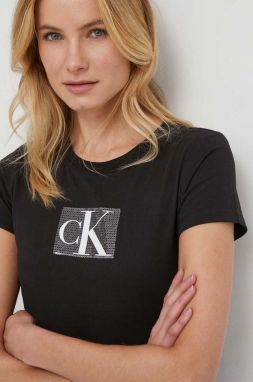 Bavlnené tričko Calvin Klein Jeans dámsky, čierna farba