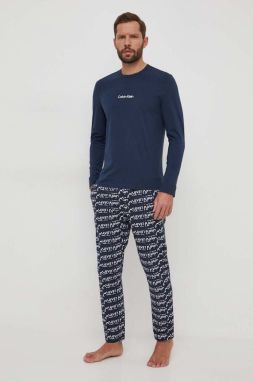 Pyžamo Calvin Klein Underwear pánska, tmavomodrá farba, vzorovaná