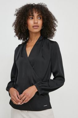 Blúzka Calvin Klein dámska, čierna farba, jednofarebná