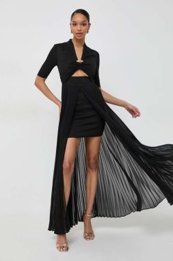 Šaty Karl Lagerfeld čierna farba, maxi, áčkový strih