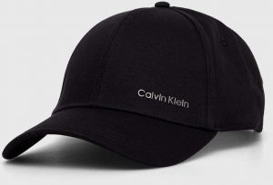 Bavlnená šiltovka Calvin Klein čierna farba, s nášivkou