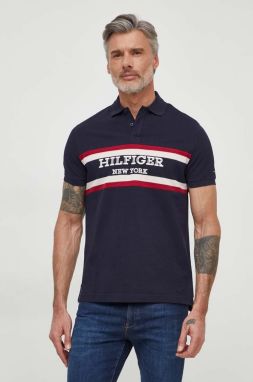 Bavlnené polo tričko Tommy Hilfiger tmavomodrá farba, s nášivkou