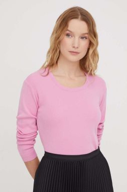 Bavlnený sveter United Colors of Benetton ružová farba, tenký
