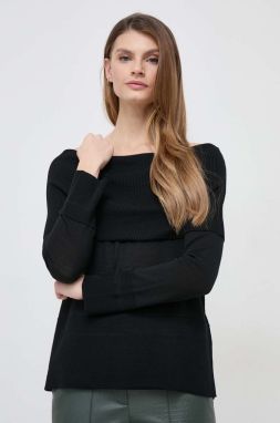 Vlnený sveter Max Mara Leisure dámsky, čierna farba, tenký