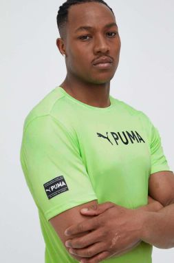 Tréningové tričko Puma Fit zelená farba, s potlačou