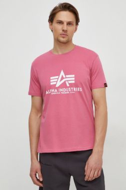 Bavlnené tričko Alpha Industries pánsky, biela farba, s potlačou