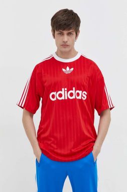 Tričko adidas Originals Adicolor Poly Tee pánske, červená farba, s potlačou, IM9458