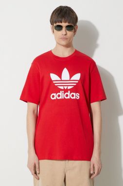 Bavlnené tričko adidas Originals Trefoil pánske, červená farba, s potlačou, IR8009