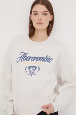 Mikina Abercrombie & Fitch dámska, béžová farba, s potlačou