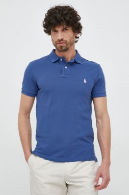 Bavlnené polo tričko Polo Ralph Lauren tmavomodrá farba, jednofarebný