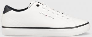 Kožené tenisky Tommy Hilfiger TH HI VULC CORE LOW LEATHER biela farba, FM0FM04731