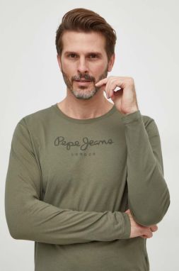 Bavlnené tričko Pepe Jeans Eggo pánske, zelená farba, s potlačou