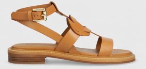 Kožené sandále Loys dámske, hnedá farba, SB42020A