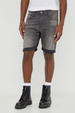 Rifľové krátke nohavice G-Star Raw pánske, šedá farba