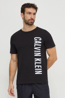 Bavlnené tričko Calvin Klein pánsky, čierna farba, s potlačou